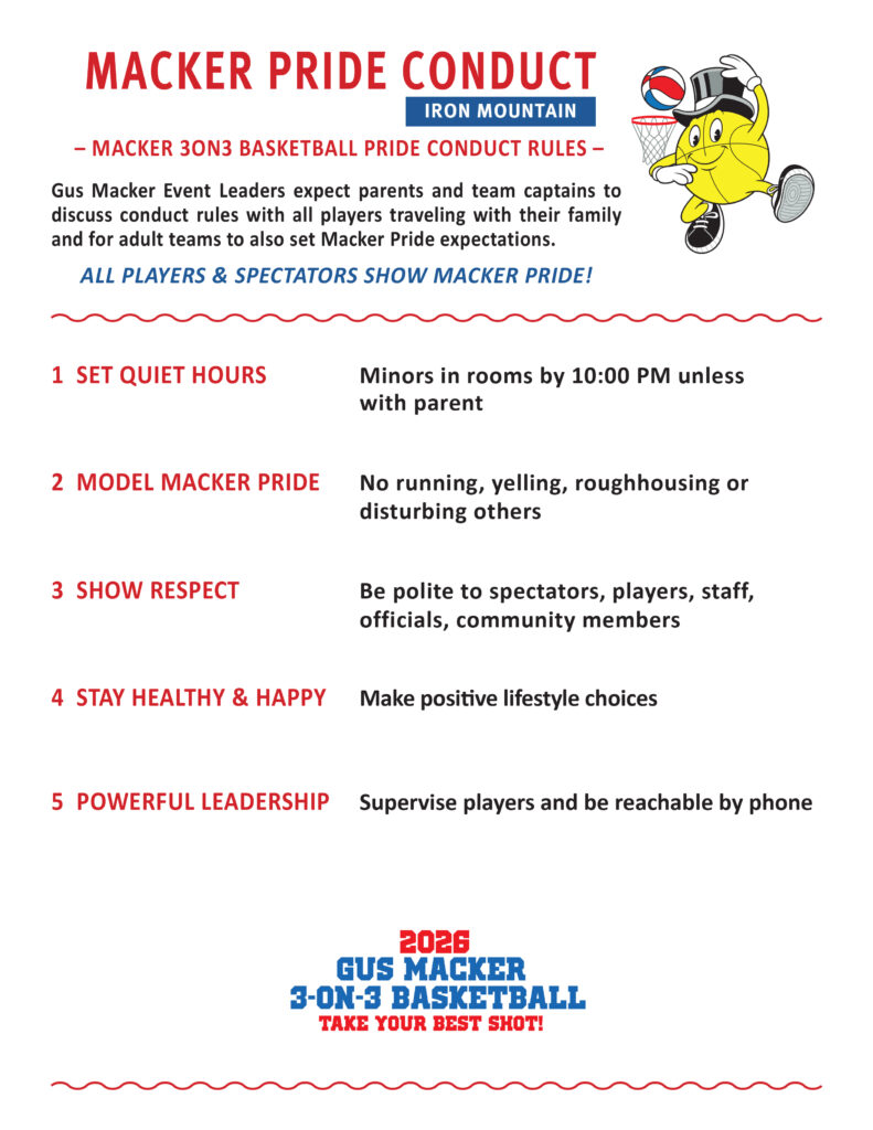 Gus Macker Pride conduct basketball rules poster