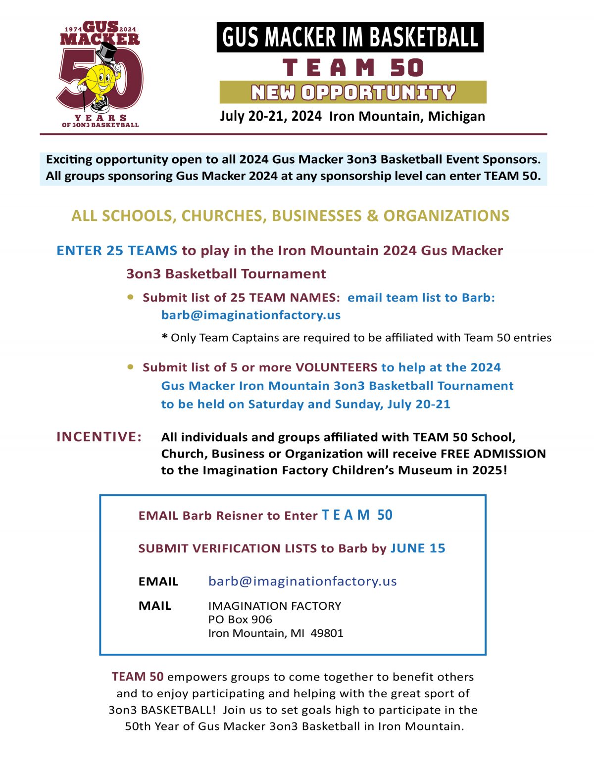 Sponsors Gus Macker Iron Mountain, MI